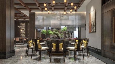 新中式酒店餐饮包房3D模型下载